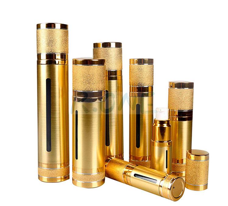 Cosmetic airless bottle; gold airless pump bottle
