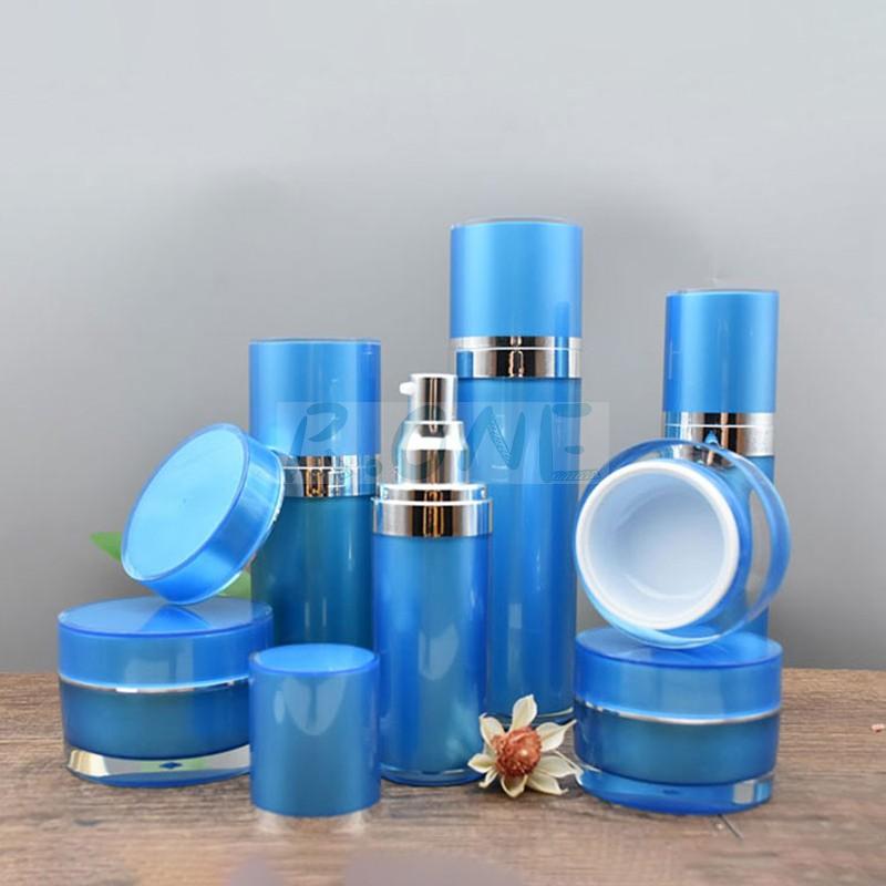RO-CS028 Light blue transparent cosmetic jars with double wall