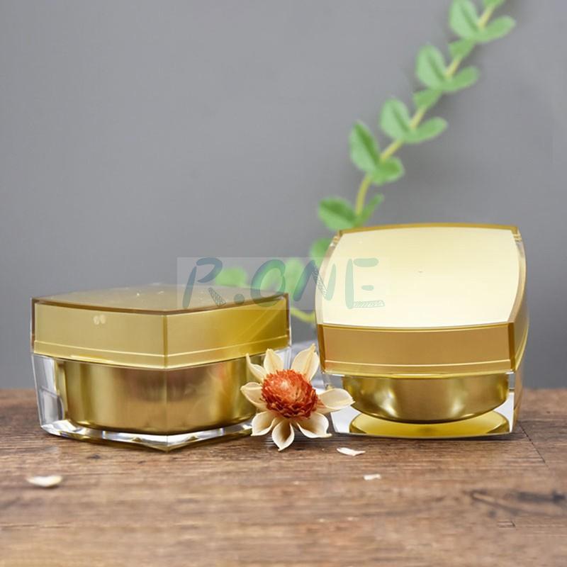 RO-CJ032 Golden color square plastic cream jar