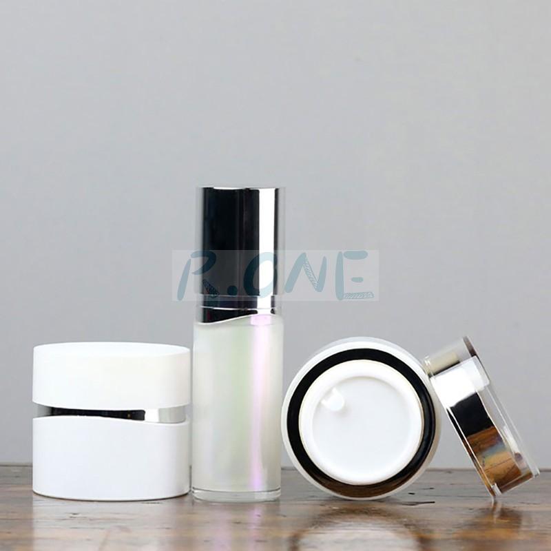 RO-CS046 Pearl white round cosmetic packaging sets