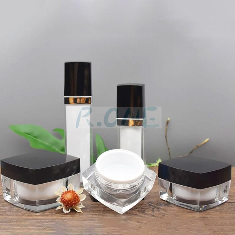RO-CS029 White color square cosmetic sets with black cap