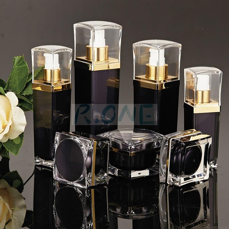 RO-CS051 Luxury black square empty acrylic skincare jar