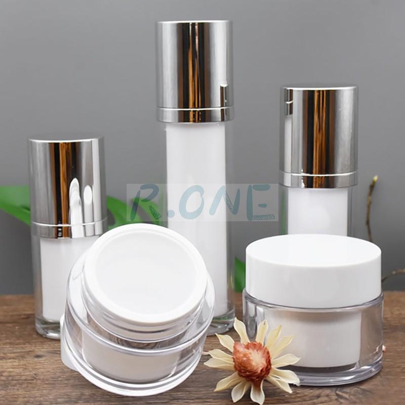 RO-CS032 Pearl white empty acrylic airless bottle and cream jar
