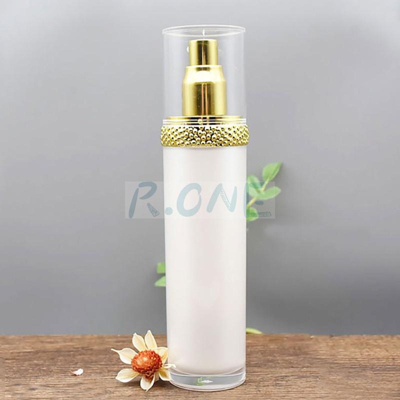 RO-LB033 Drum-shaped pearl white plastic cosmetic bottle