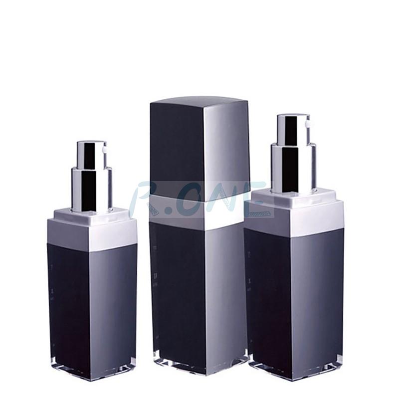 RO-LB020 Black square cosmetic acrylic lotion bottle