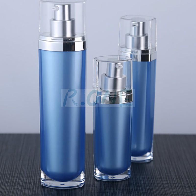 RO-LB043 Ocean blue square acrylic cosmetic lotion bottle